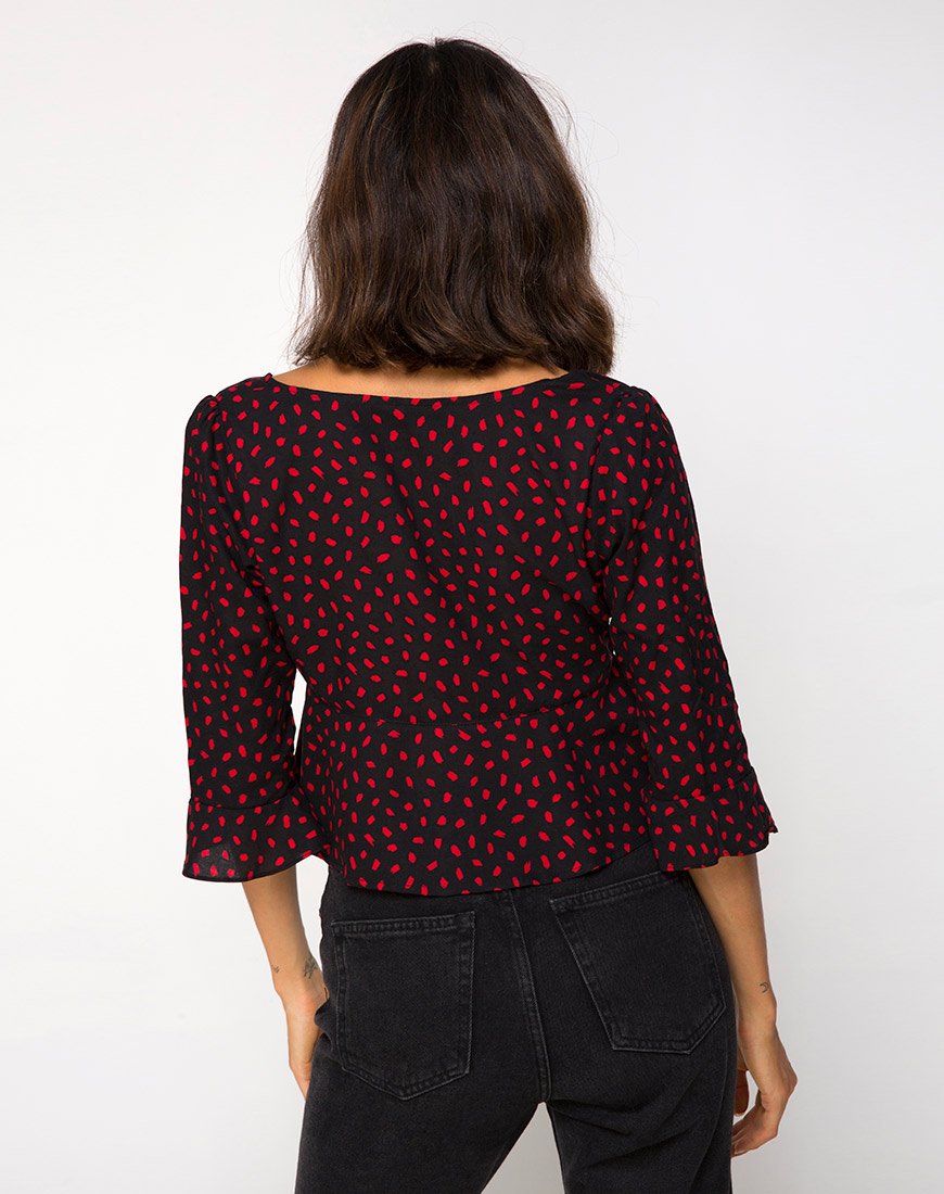 Top Vinequa de Mini Diana de Lunares Negro y Rojo