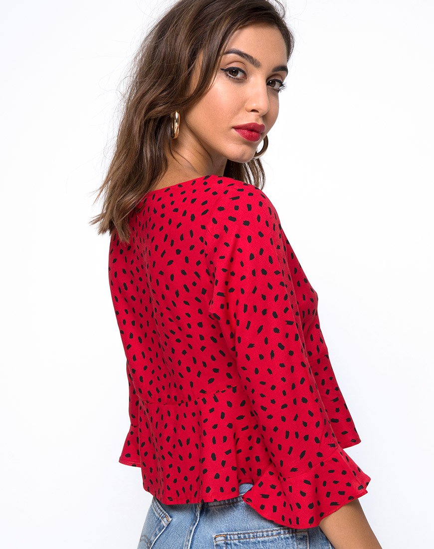 Top Vinequa en mini Diana de lunares rojos y negros