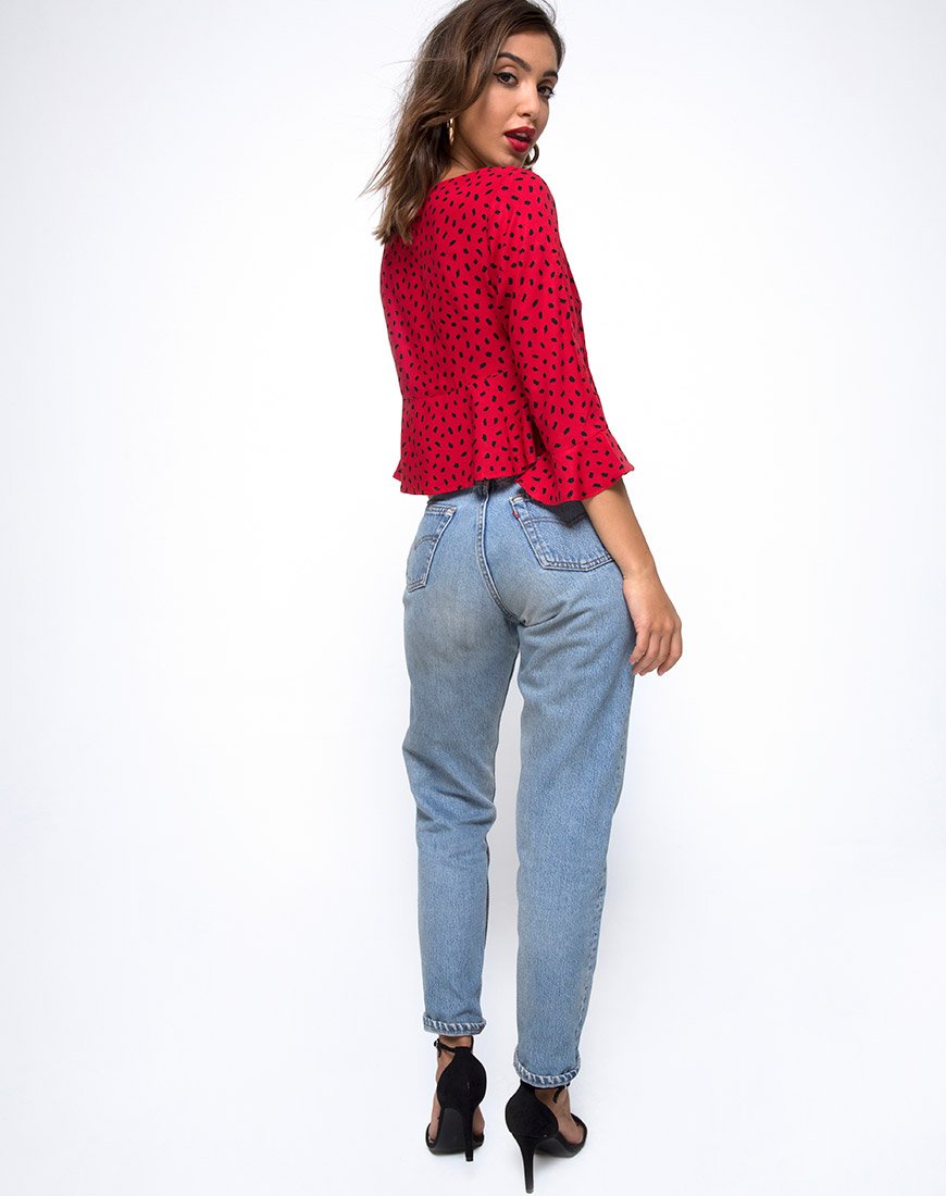 Imagen de Vinequa Top de Mini Diana de Lunares Rojo y Negro