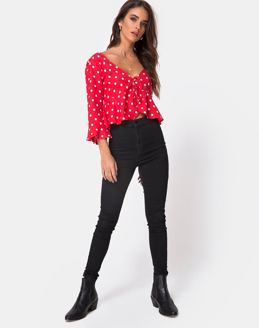 Imagen de Vinequa Top en Polka Mediana Rojo y Blanco