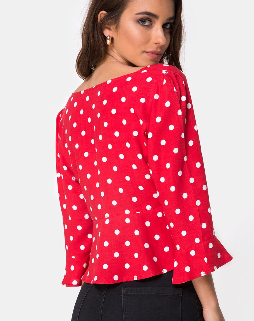 Imagen de Vinequa Top en Polka Mediana Rojo y Blanco
