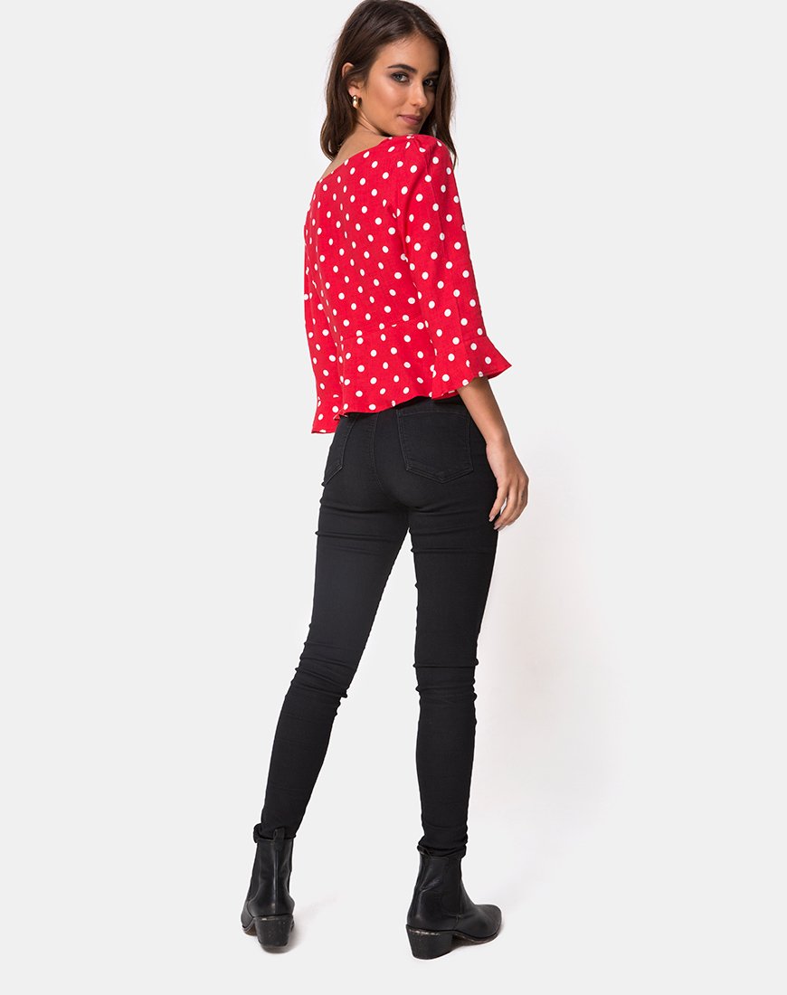 Imagen de Vinequa Top en Polka Mediana Rojo y Blanco