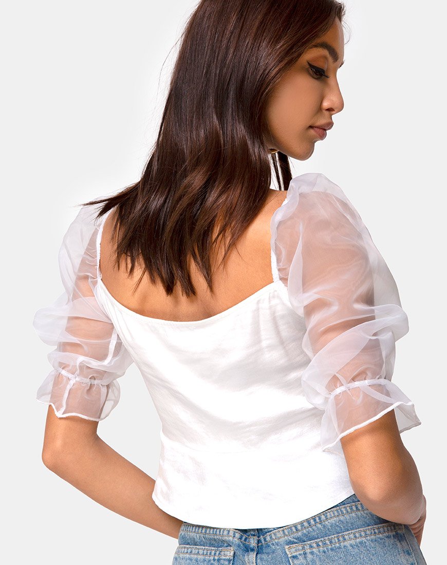 Viquela Crop Top en Organza Crema