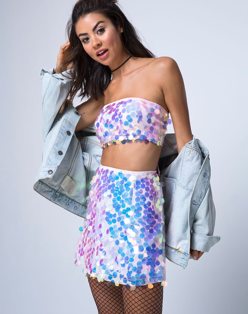 Falda Weaver de lentejuelas con disco de unicornio