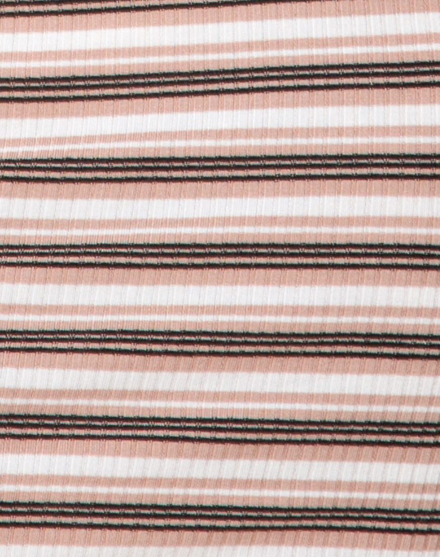 Imagen de Whitley Bodycon Dress in Rib Stripe Cream Negro y tostado