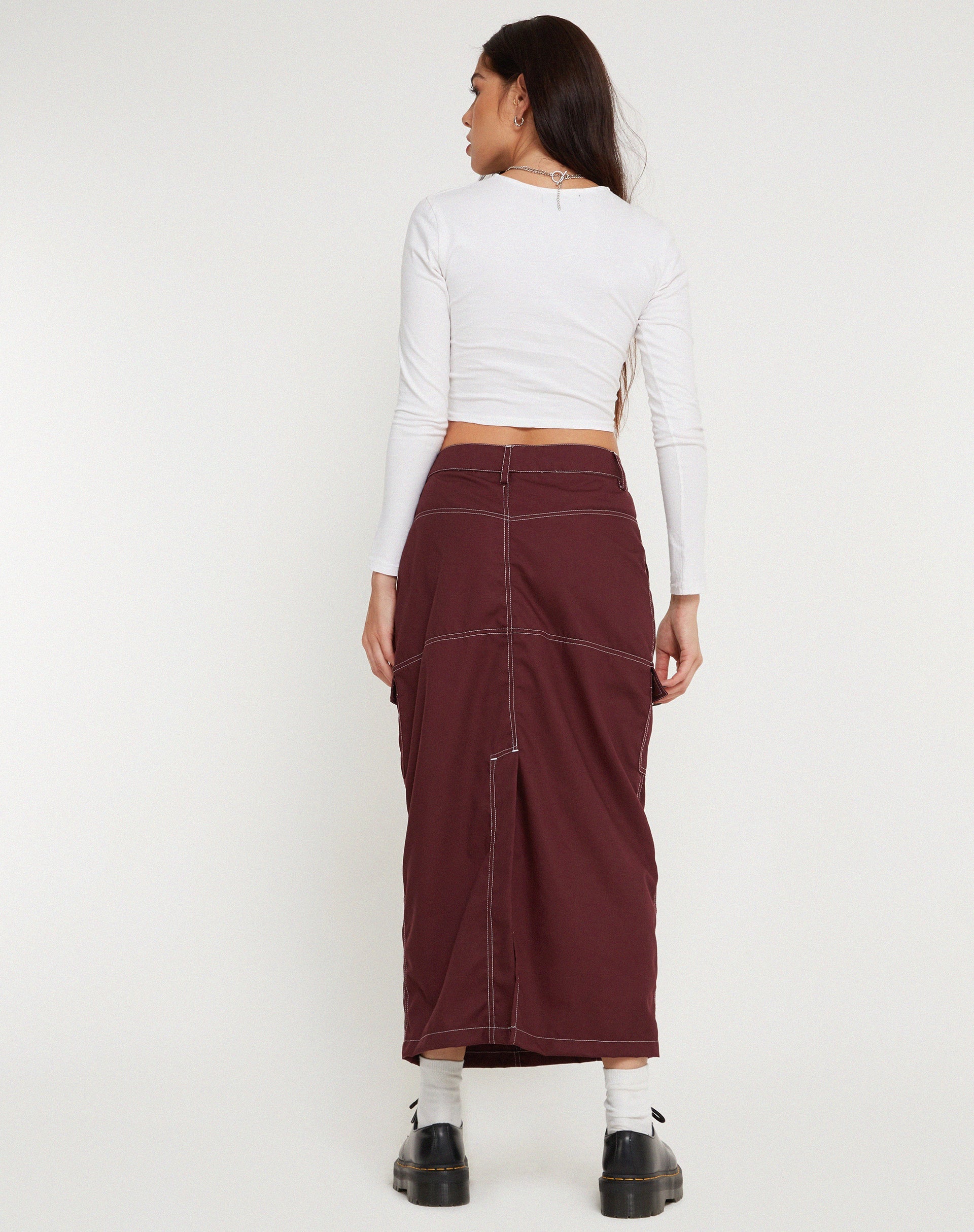 Imagen de Widya Falda Redwood White Top Stitch