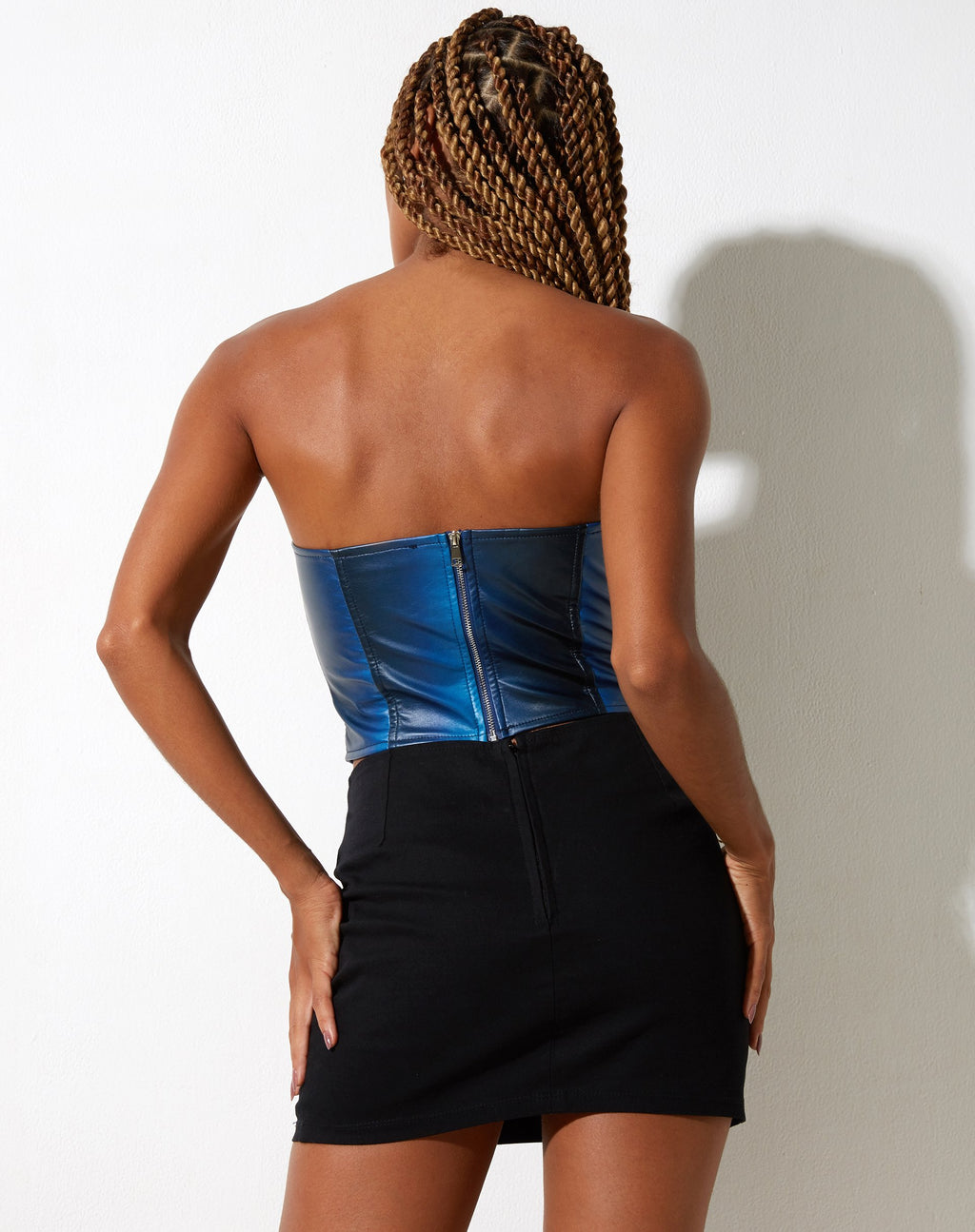 Wija Crop Top en PU Azul Ombre