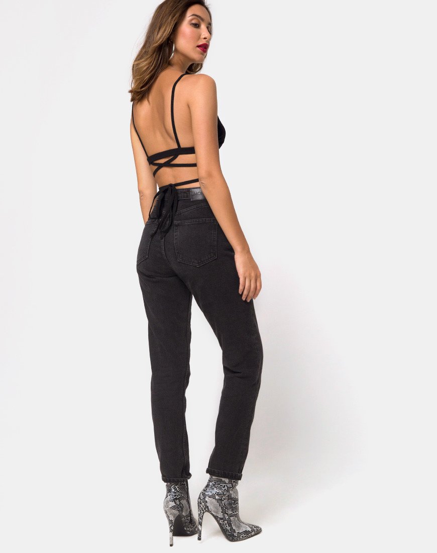 Imagen de Wrap Around Bralet in Rib Negro