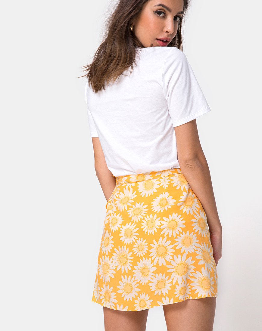 Falda Derla en Floral Amarillo Soleado