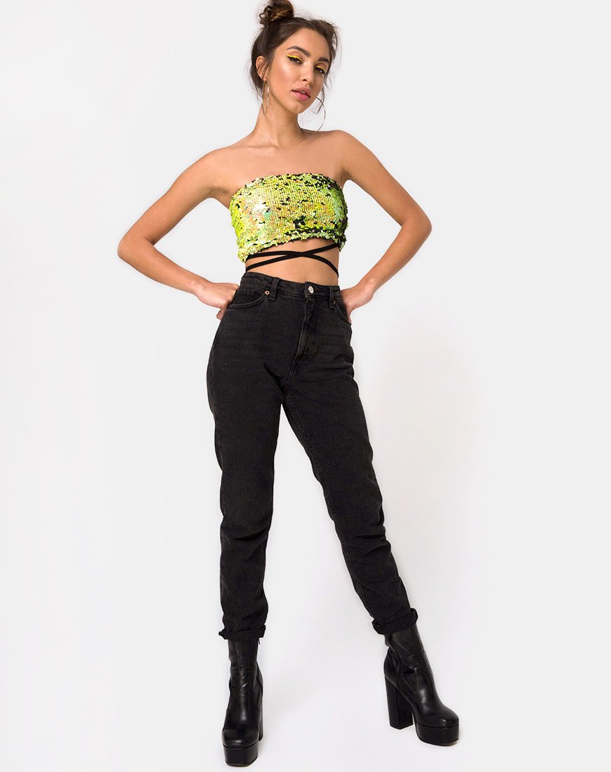 Imagen de Wrap up Tube Top en Citrus Negro lentejuelas