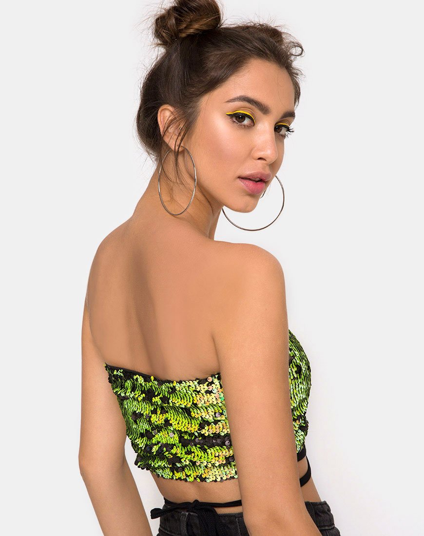 Wrap up Tube Top de lentejuelas negro cítrico