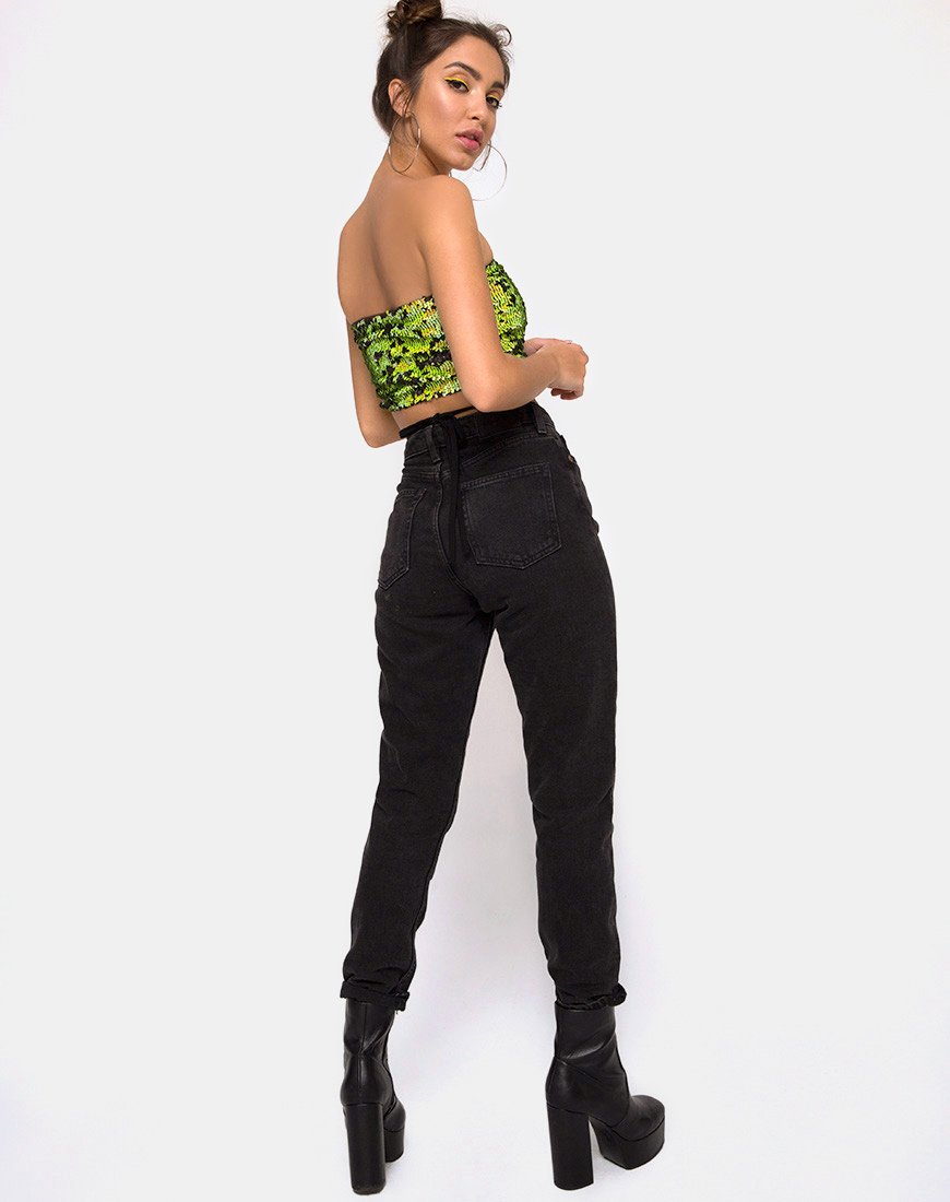 Imagen de Wrap up Tube Top en Citrus Negro lentejuelas