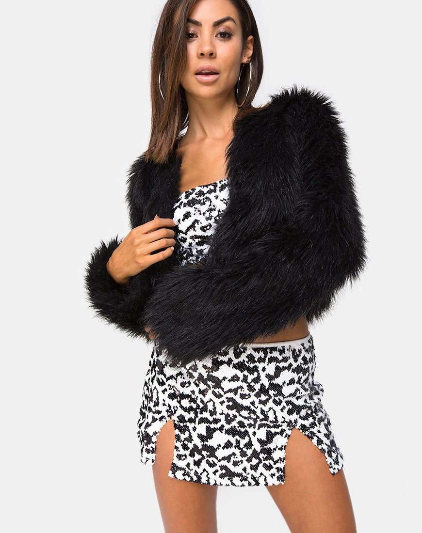 Falda Wre de lentejuelas blancas de leopardo