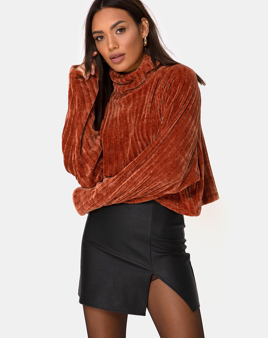 Minifalda Wren en Pu Negro Mate
