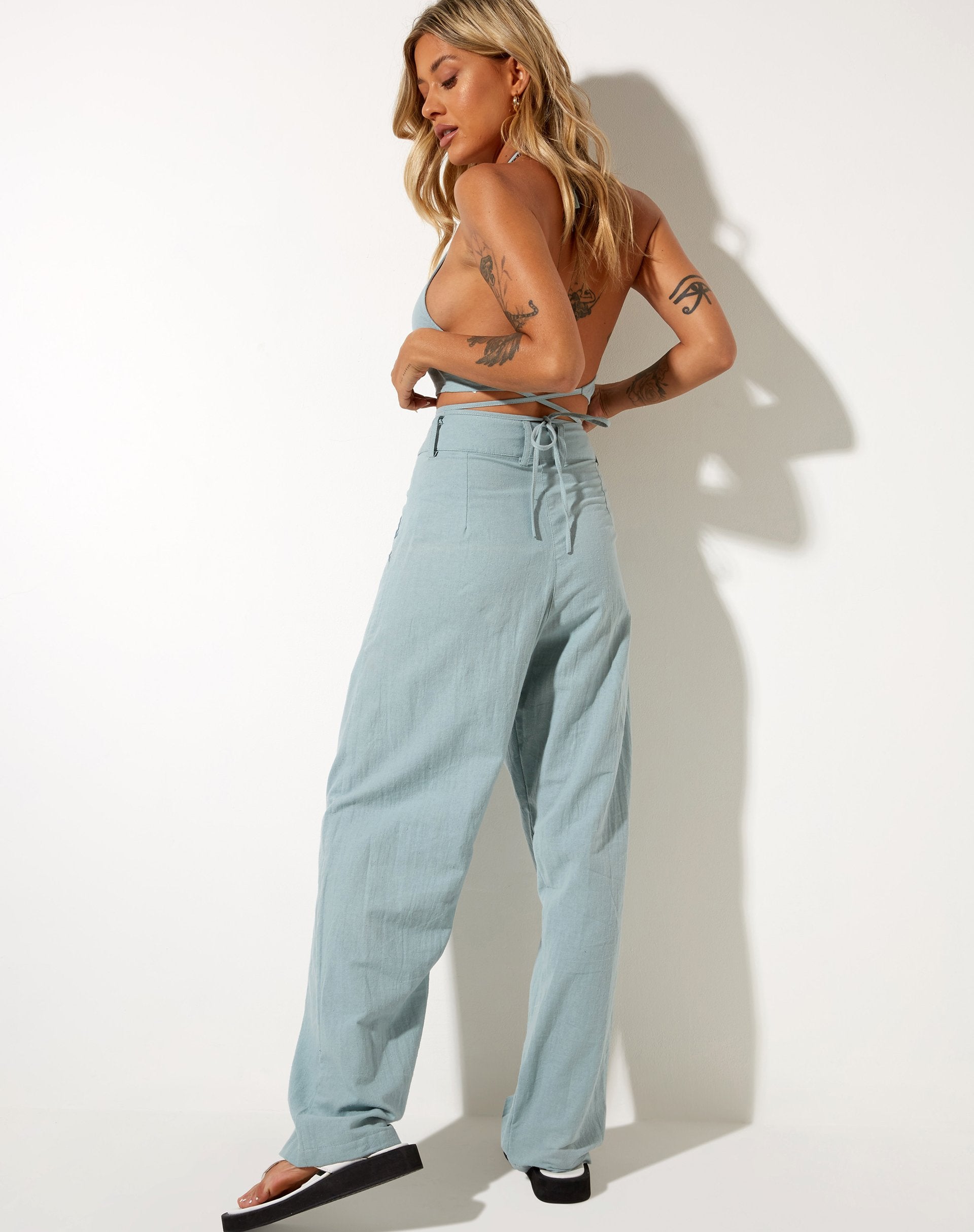 Imagen de Lakusa Pantalón de pierna ancha en Rami Azul Surf