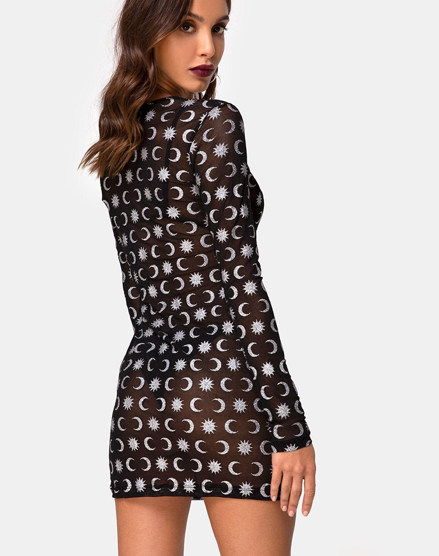 Imagen de Wyatt Bodycon Dress en Over the Moon Negro con Purpurina