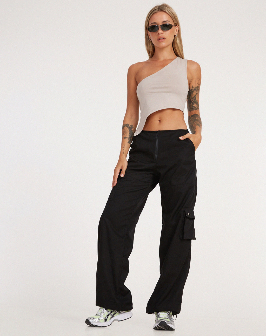 Pantalón cargo Xander de algodón perforado negro