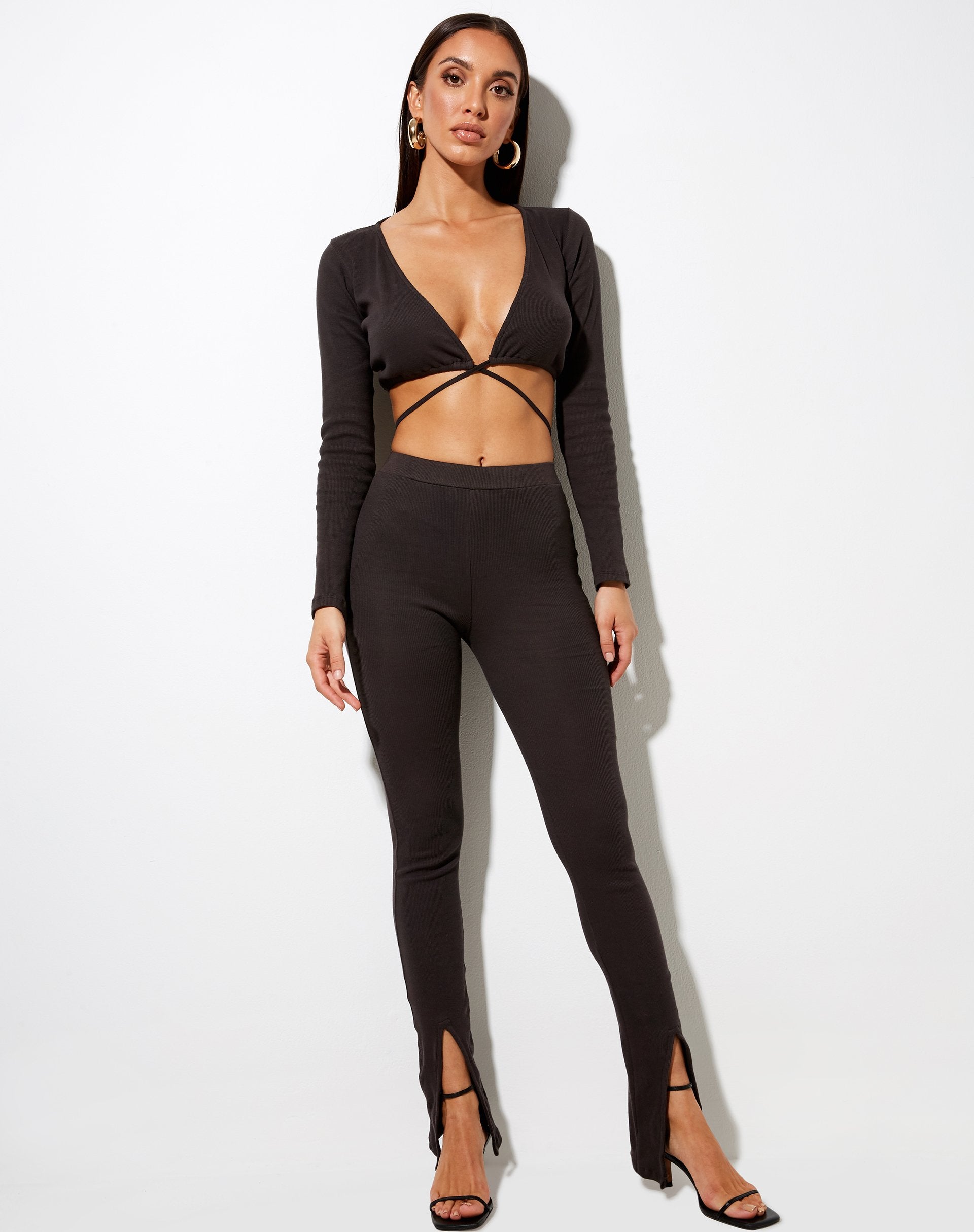 Imagen del pantalón Xaya de canalé Perla ennegrecida