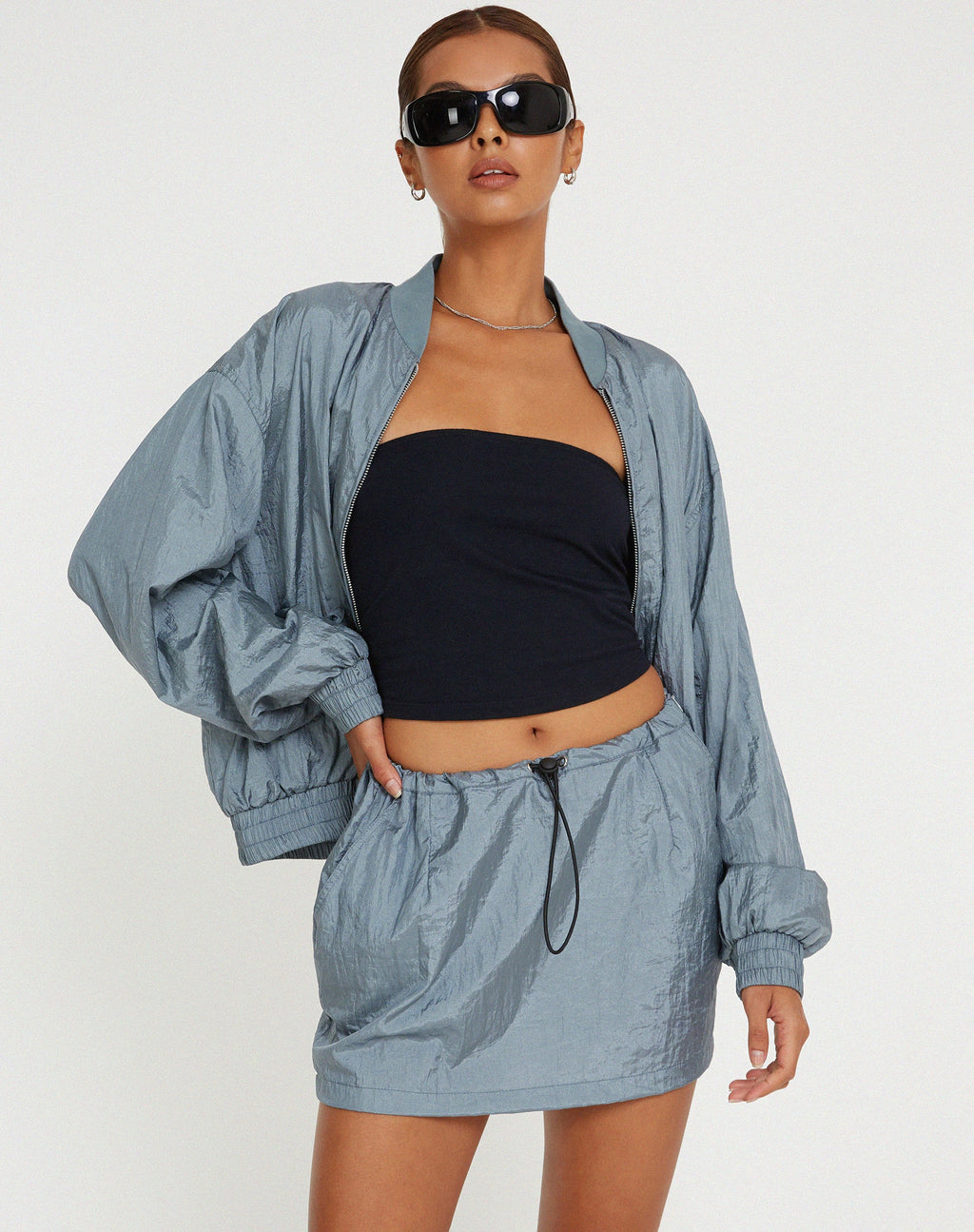 Chaqueta Yuu Shell plateada