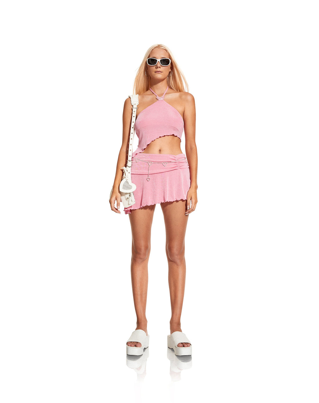 Minifalda Binsar de crepé rosa