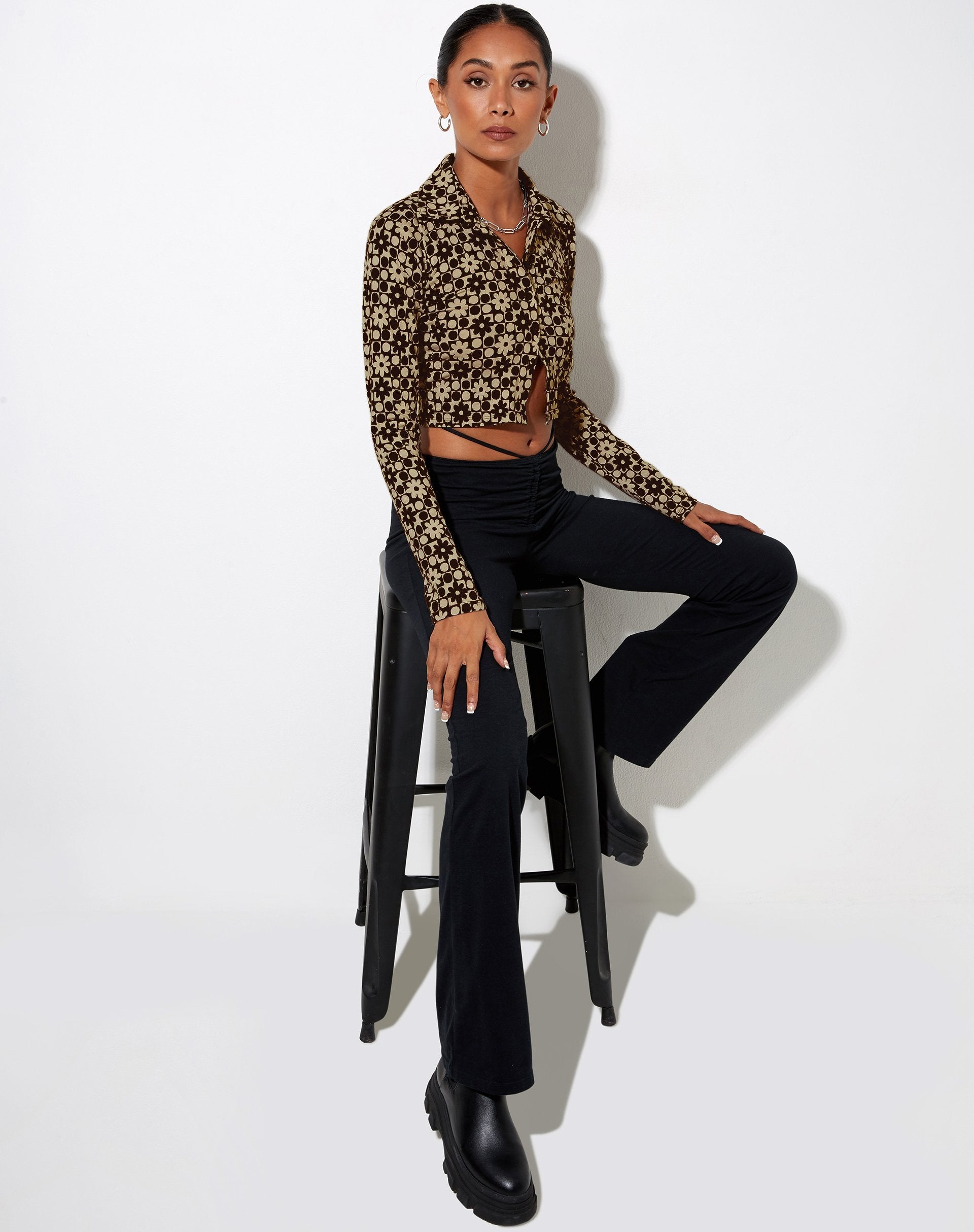 Imagen de Ryals Crop Top en Patchwork Daisy Marrón