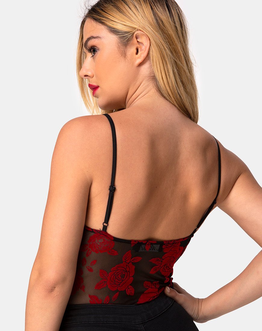 Imagen de Yecal Corpiño en romántica rosa roja Flock