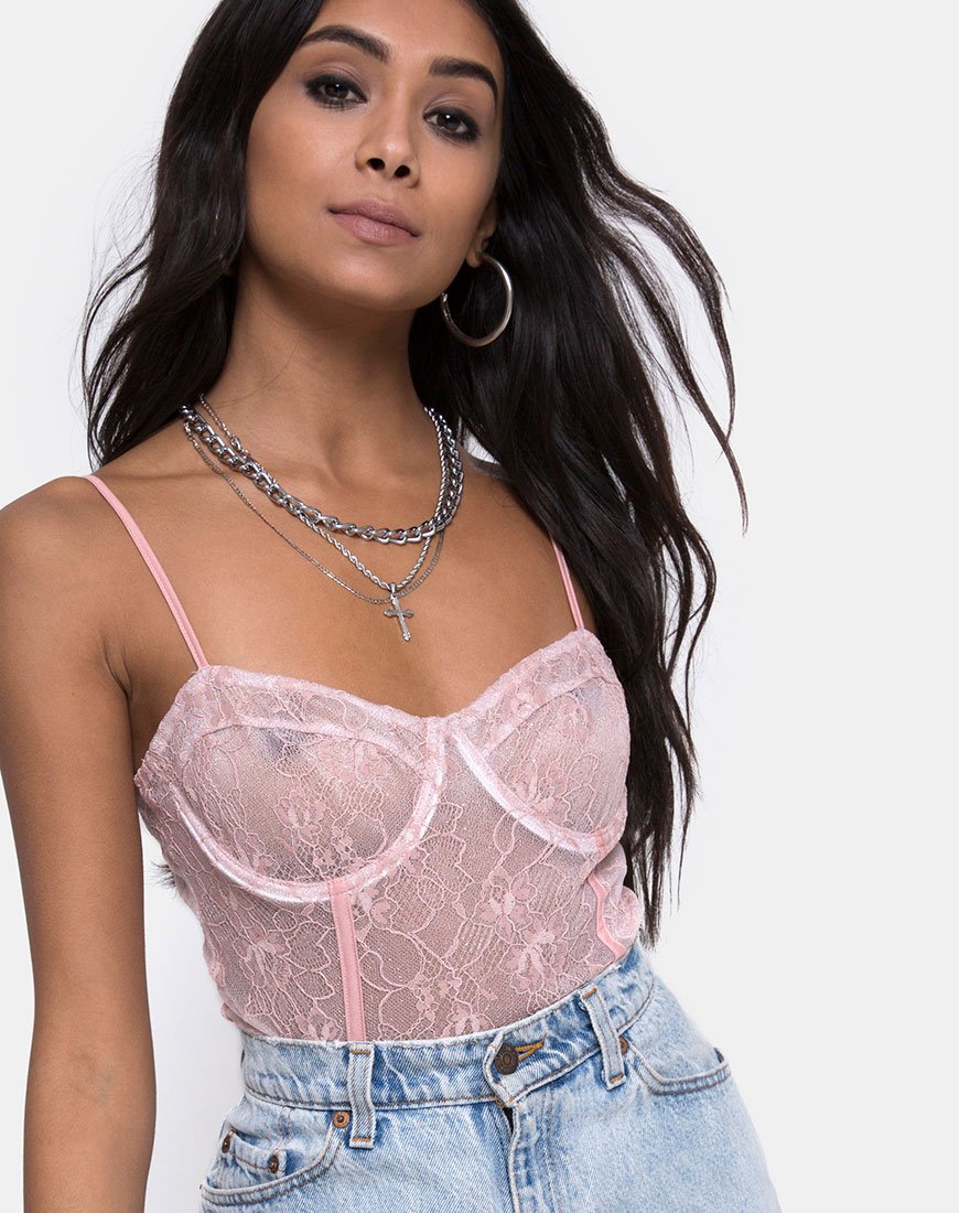 Corpiño de encaje rosa de Yecal