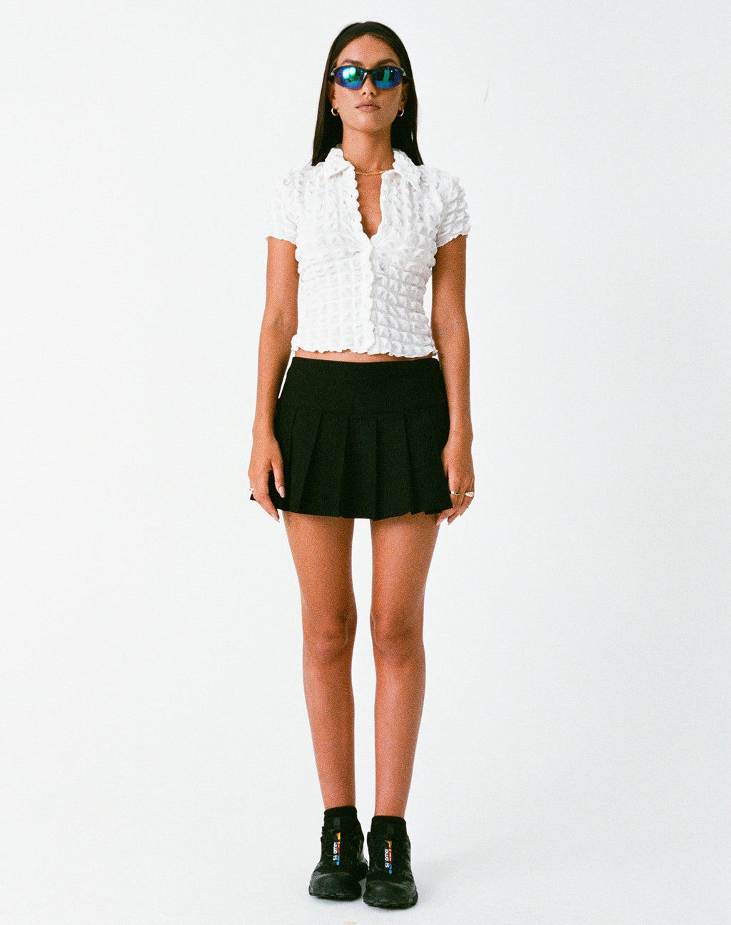 Motel X Olivia Neill Camisa Yejin en Jersey Burbuja Blanco Verdadero