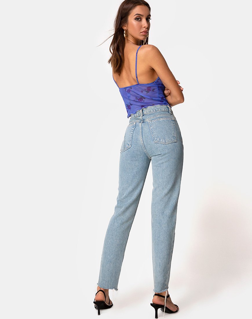 Imagen de Yenika Crop Top en Rosa Lila con Encaje Lila