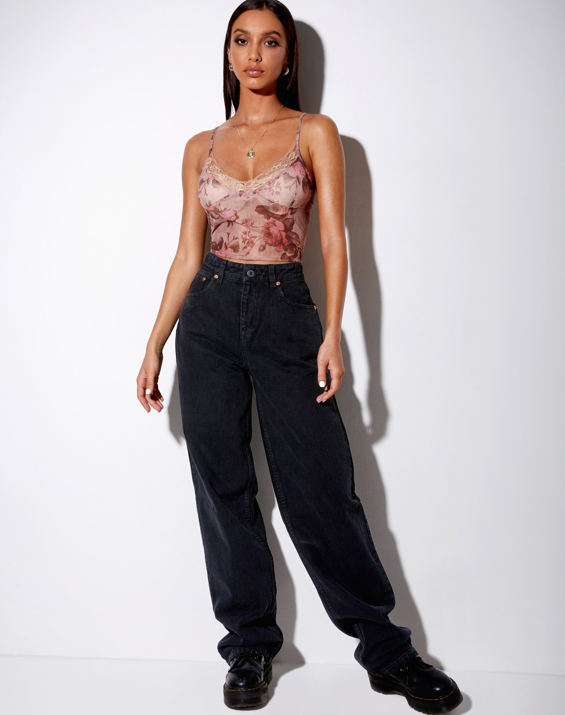 Imagen de Yenika Crop Top de malla Peach Bloom