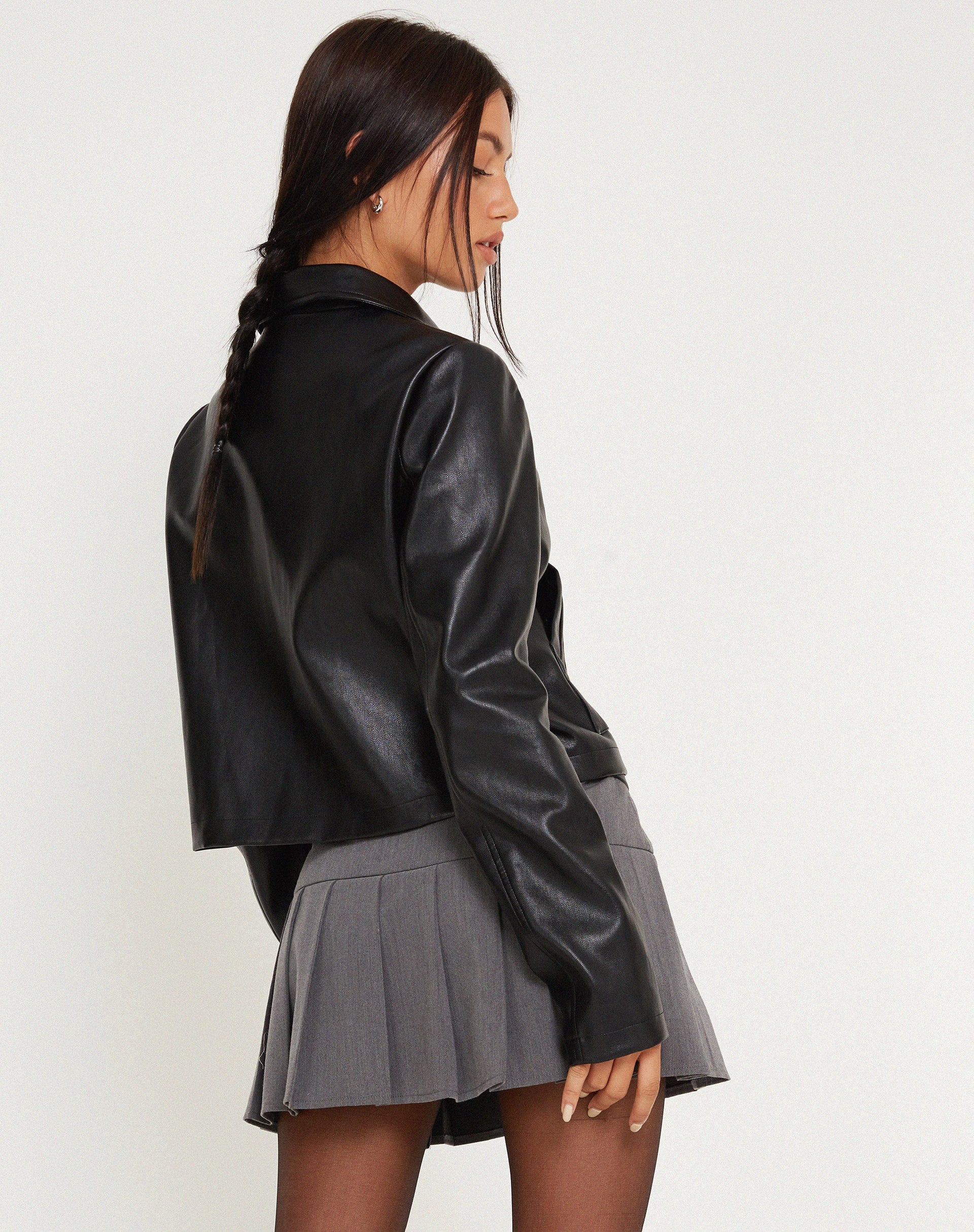 imagen de Yonde Zip Up Jacket en PU Negro
