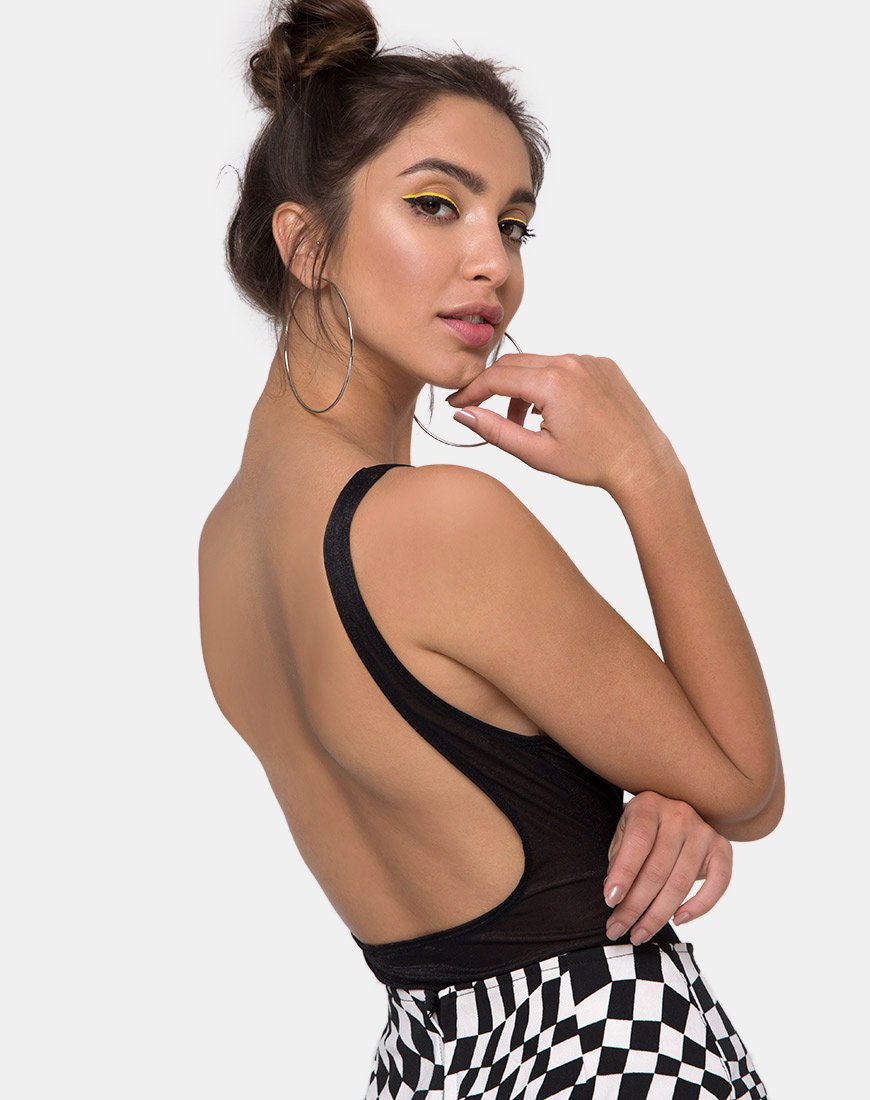 Corpiño Yora de malla transparente de nailon negro