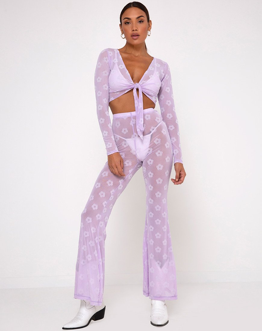 Imagen de Yun Crop Top en malla lila Daisy White Flock