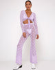 Imagen de Herlom Flare Trouser in Lilac Mesh Daisy White Flock