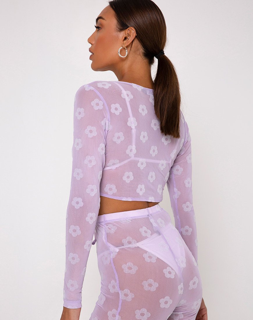 Imagen de Yun Crop Top en malla lila Daisy White Flock