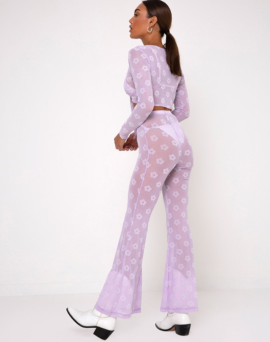 Imagen de Yun Crop Top en malla lila Daisy White Flock