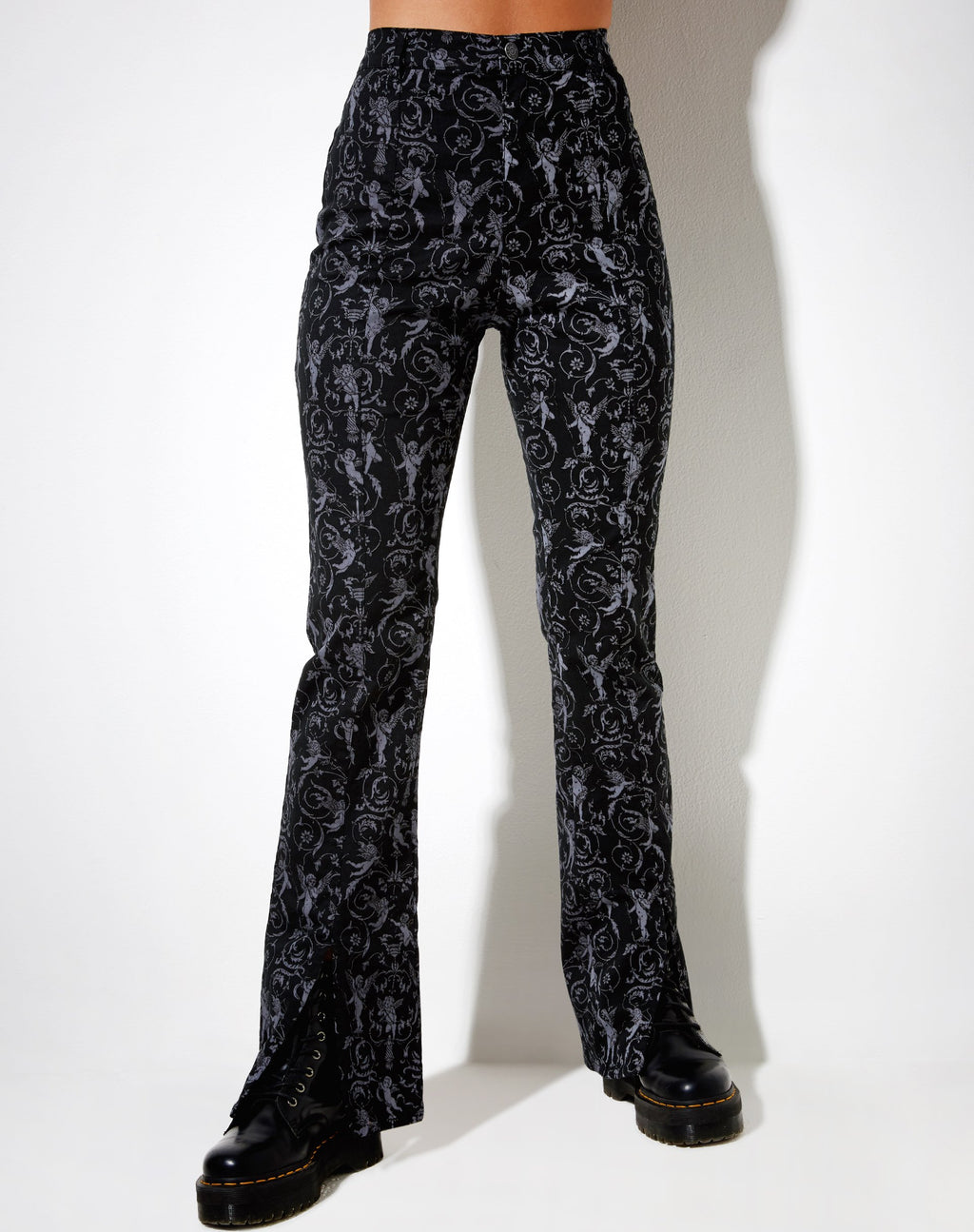 Pantalón Zabby Flare en negro y gris Baroque Cherub