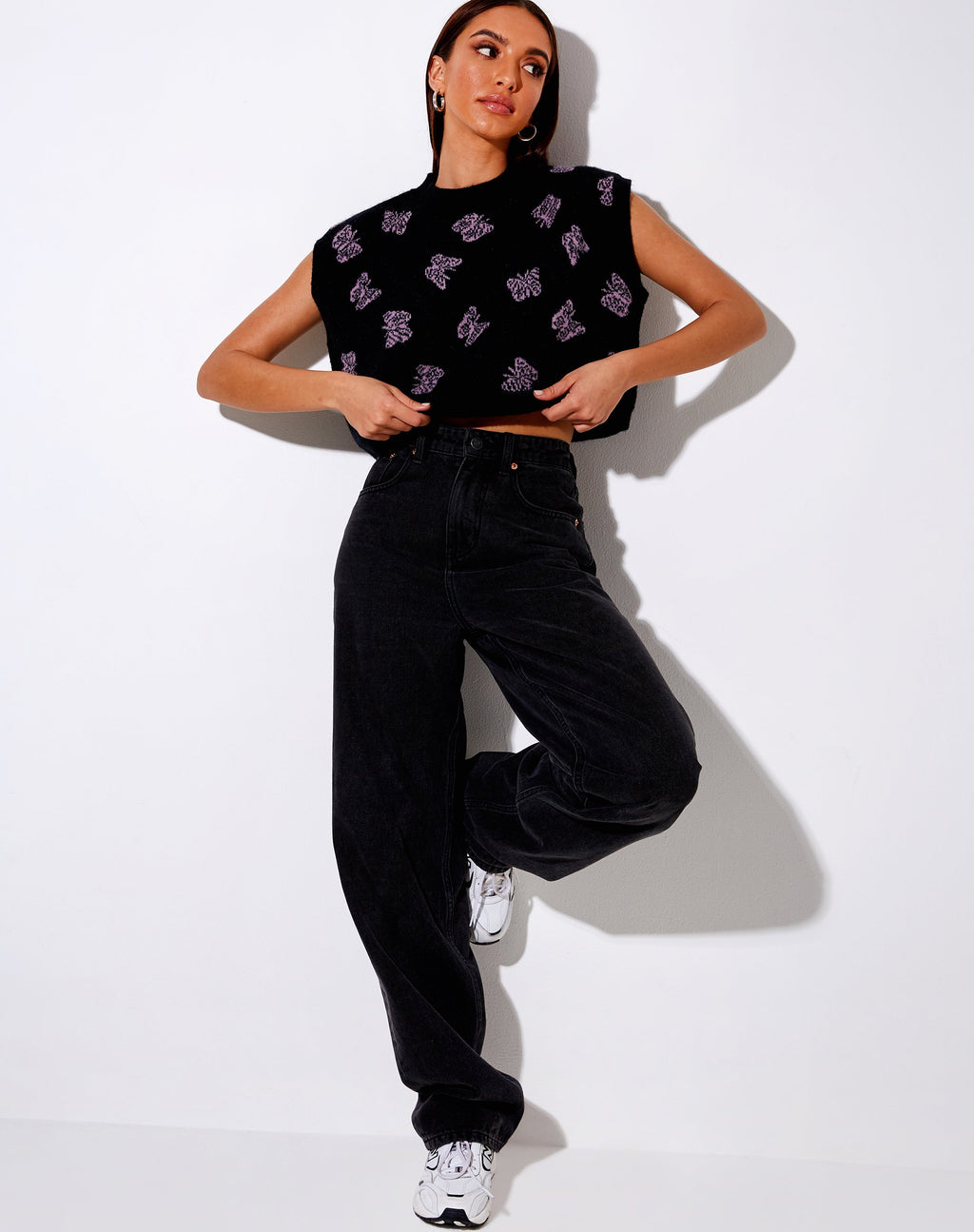 Jersey Zacha de punto Butterfly negro y morado