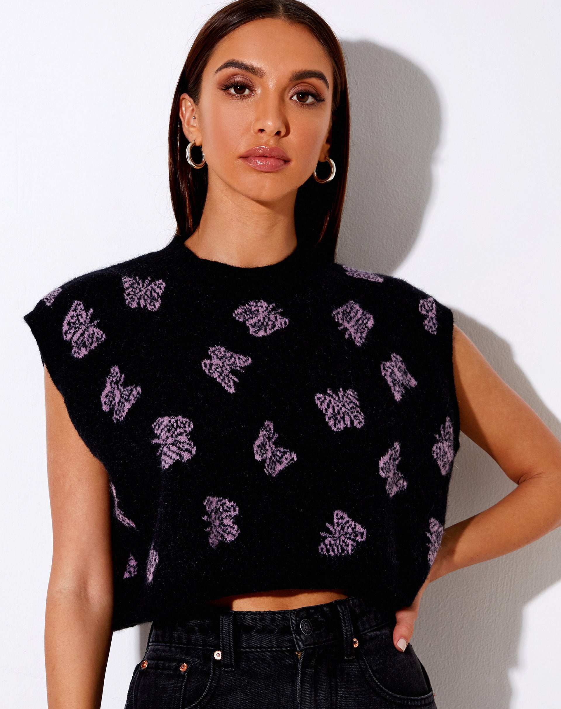 Imagen de Zacha Jumper in Knit Butterfly Negro y Morado