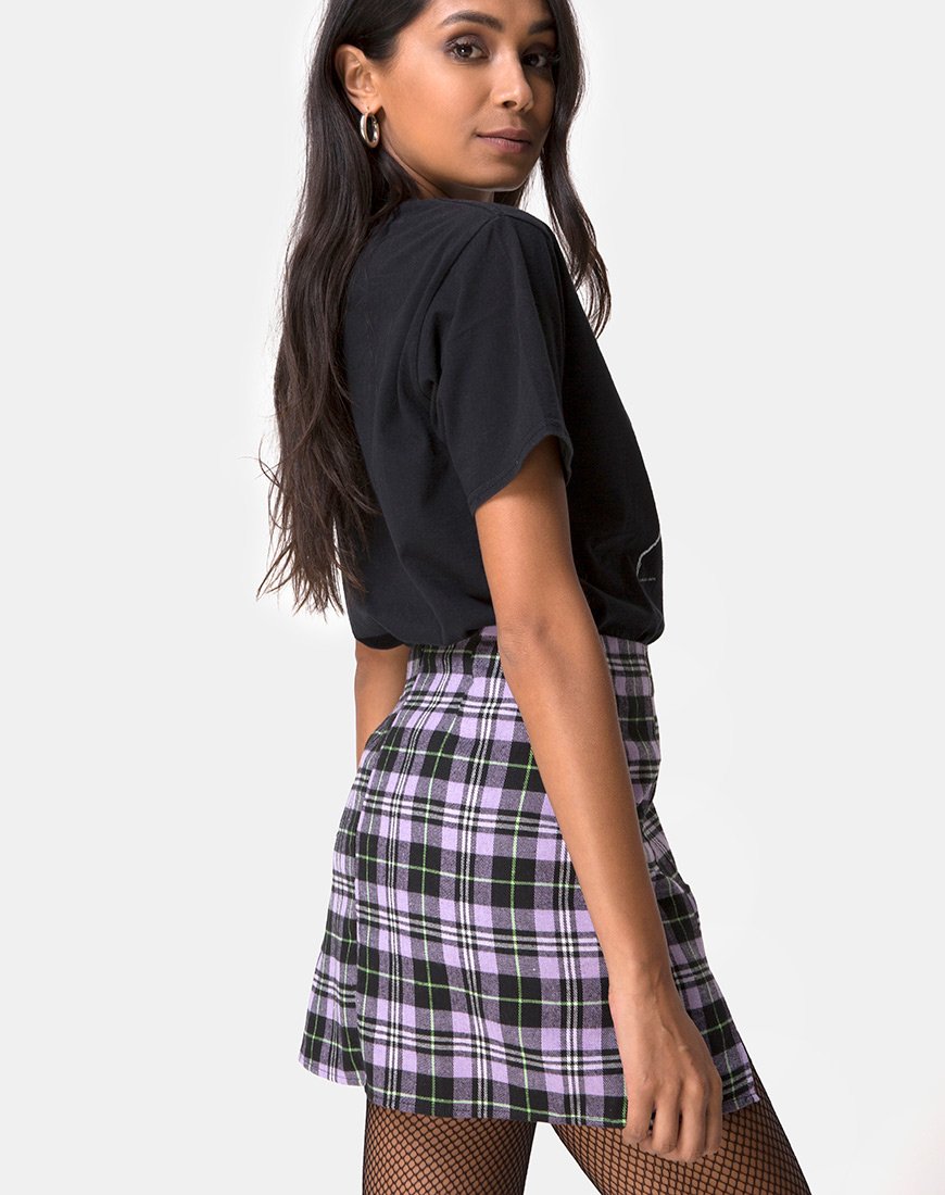 Minifalda Zaid de cuadros lila