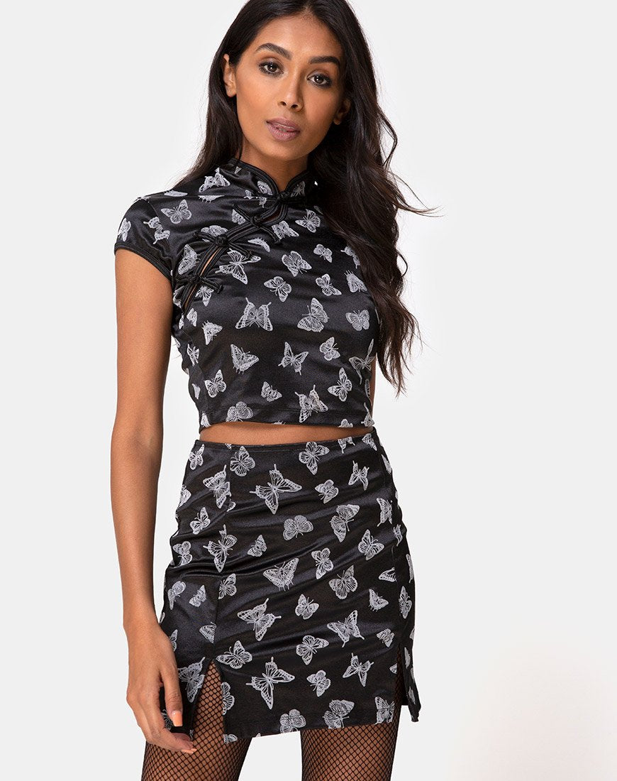 Minifalda Zaid en negro Butterfly Flock