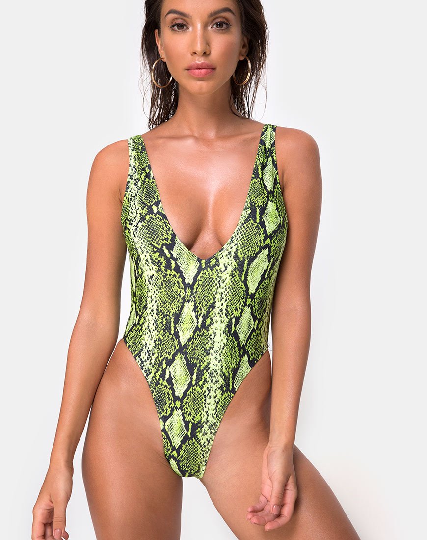 Imagen del bañador Zala Plunge en Slime Lime Snake