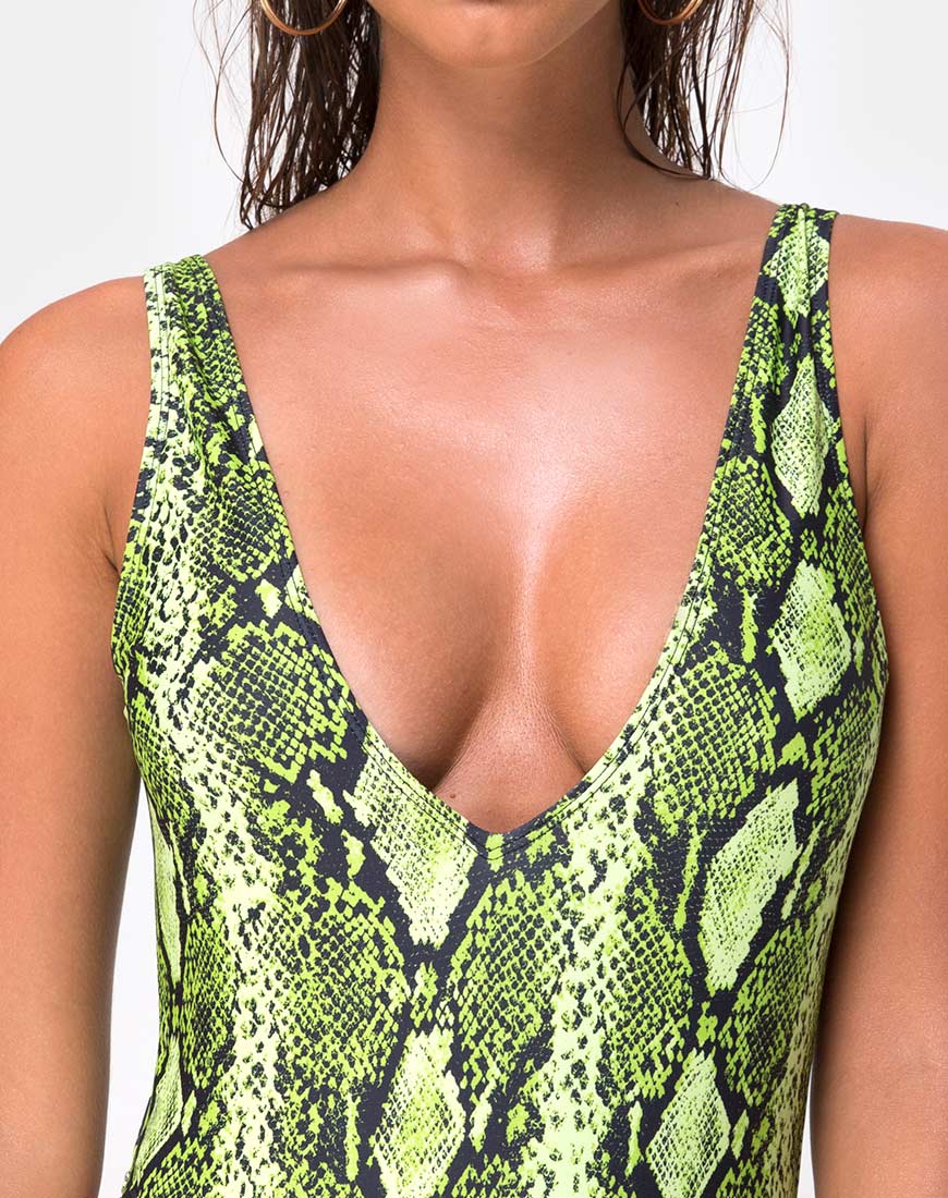 Imagen del bañador Zala Plunge en Slime Lime Snake