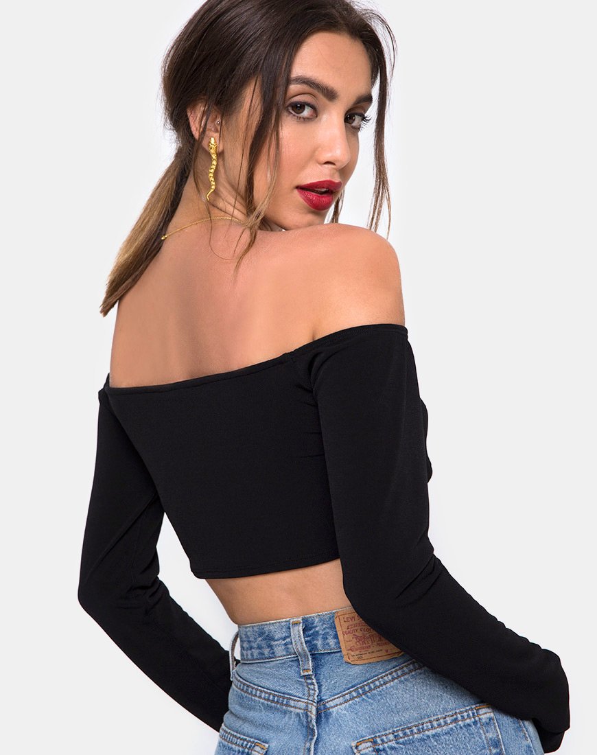 Zalea Off The Shoulder Crop en Negro