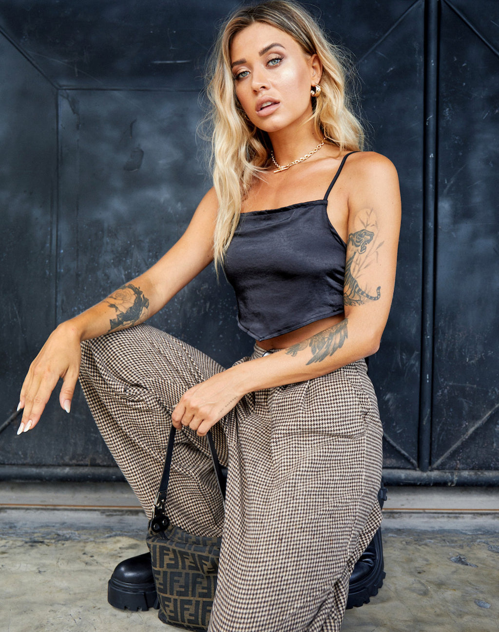 Cami Top Zashe en satén negro