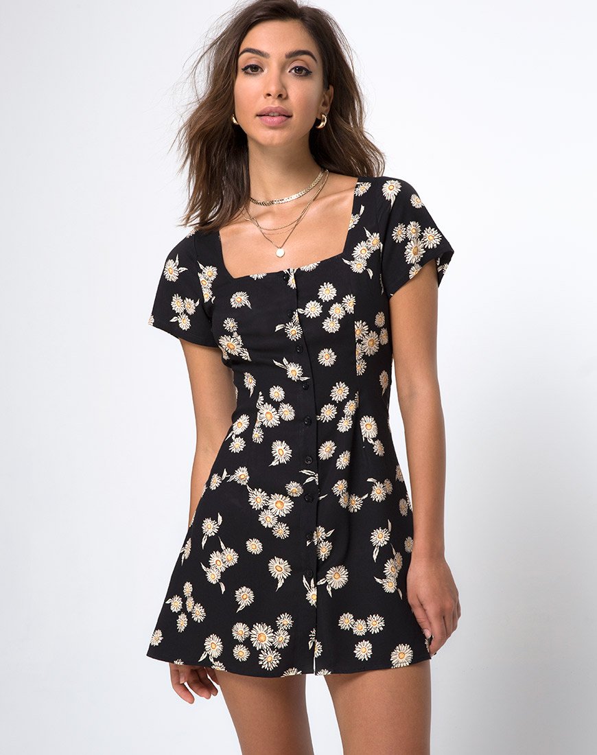 Vestido de Té Zavacca en Grunge Daisy Floral