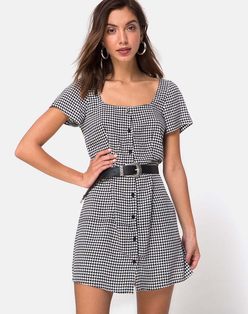Vestido de té Zavacca en diente de perro pequeño