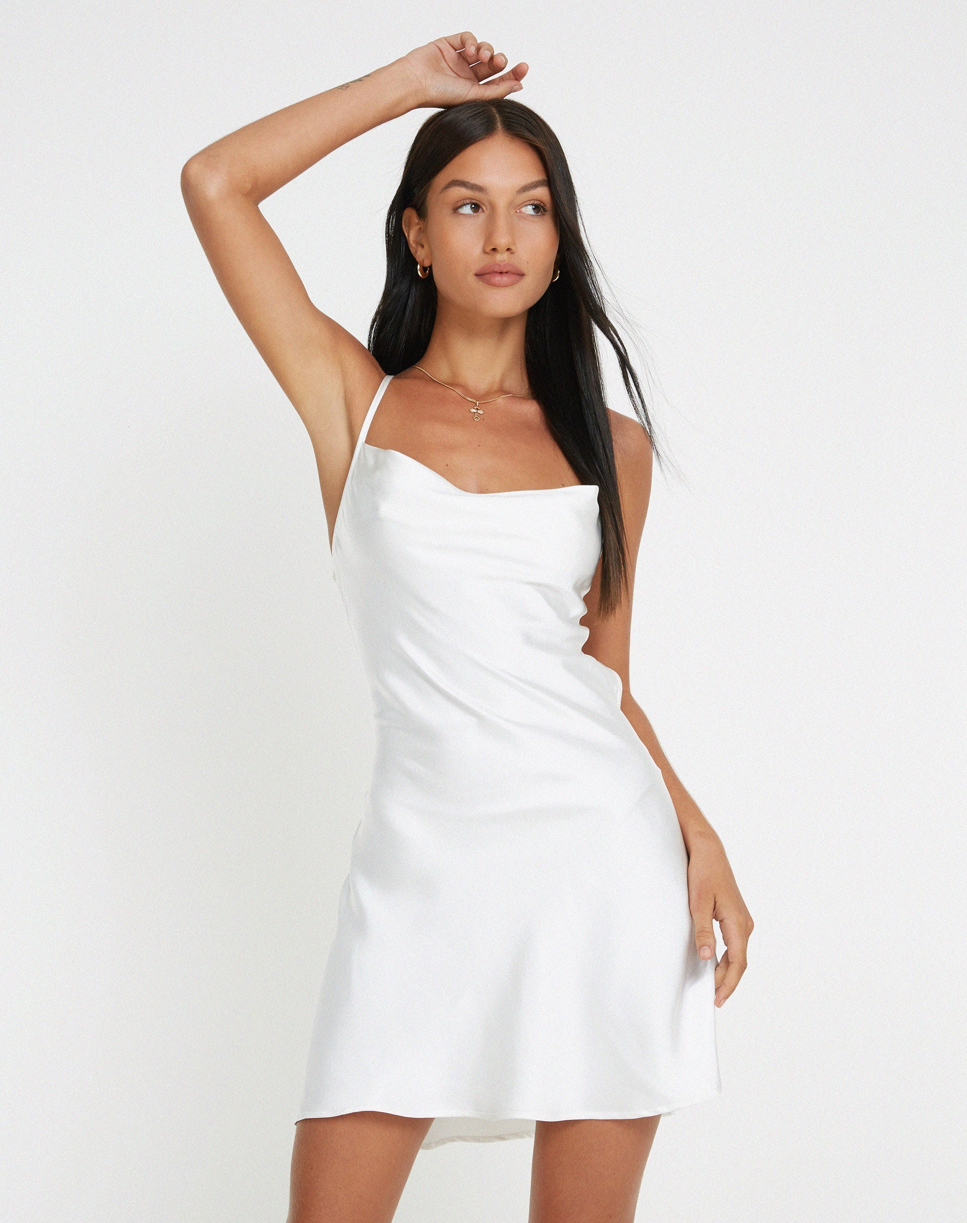 imagen de Zenita Mini Dress in Satin Ivory