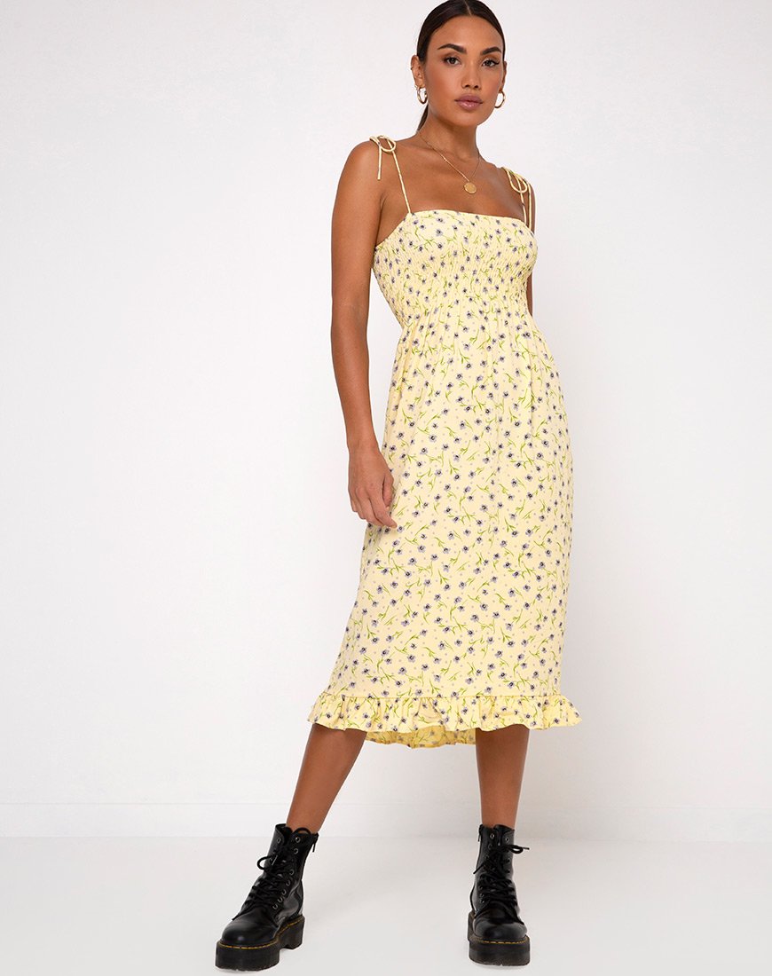 Vestido Zenith en Flor Silvestre Gota de Limón