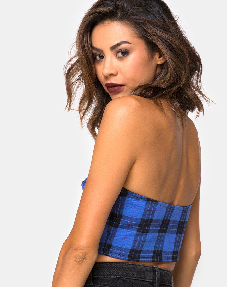 Imagen de Zipshi Cropped Top en tartán azul